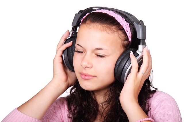woman listening music
